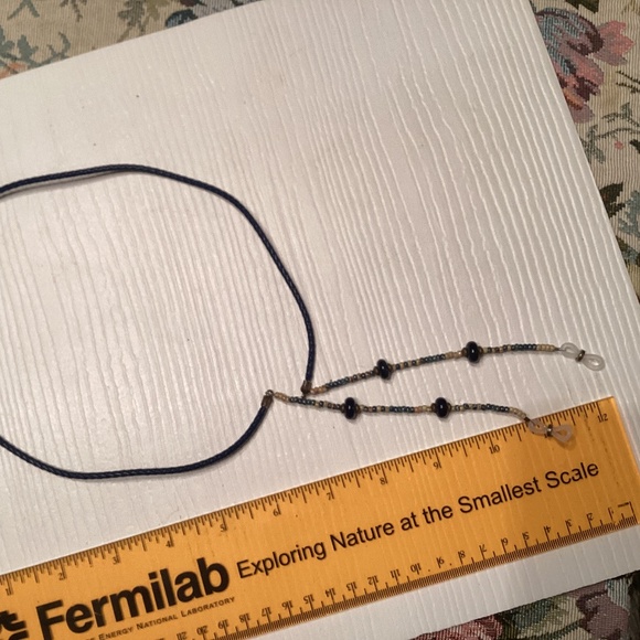 Dark Blue Braided Cord Beaded Eyeglass Leash / Chain / Lanyard - Picture 4 of 4